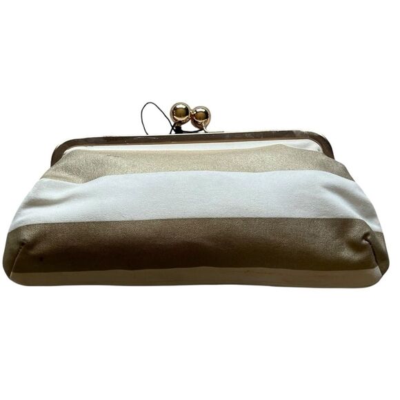 Donna Dixon Tippy Gold & White Kiss Lock Clutch NWT - Picture 2 of 16